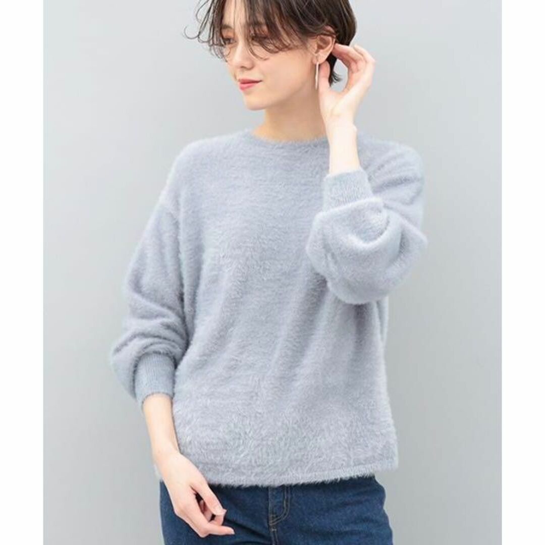 春先にも！チクチクしないふんわりフェイクヘアリーシャギーニット スモーキーブルー 3