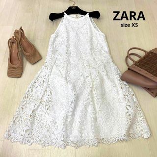 ザラ(ZARA)のZARA ザラ　XSサイズ　ケミカルレース　ノースリーブワンピース　ワンピース(ひざ丈ワンピース)