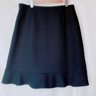 レディース スーツ 裾 ティアード  台形 スカート W80 フォーマル 黒(ひざ丈スカート)