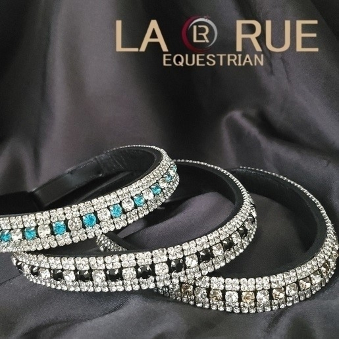 LA・RUE 額革 COB クリスタルブルー＆クリア 5ライン 乗馬 馬術