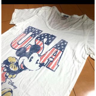 ディズニー(Disney)のミッキーUSAメイドホワイトT(Tシャツ(半袖/袖なし))