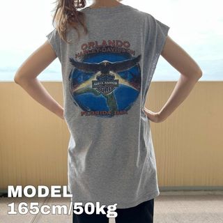 ハーレーダビッドソン(Harley Davidson)のハーレーダビッドソン ノースリーブ プリントTシャツ フロリダ 鷲 XL グレー(Tシャツ/カットソー(半袖/袖なし))