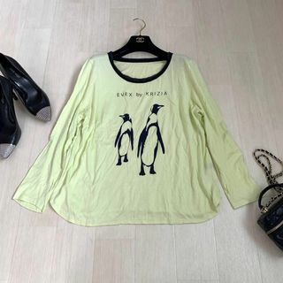 エヴェックスバイクリツィア(EVEX by KRIZIA)のEVEXbyKRIZIA ペンギン柄　リボントップス　size XL(Tシャツ(長袖/七分))