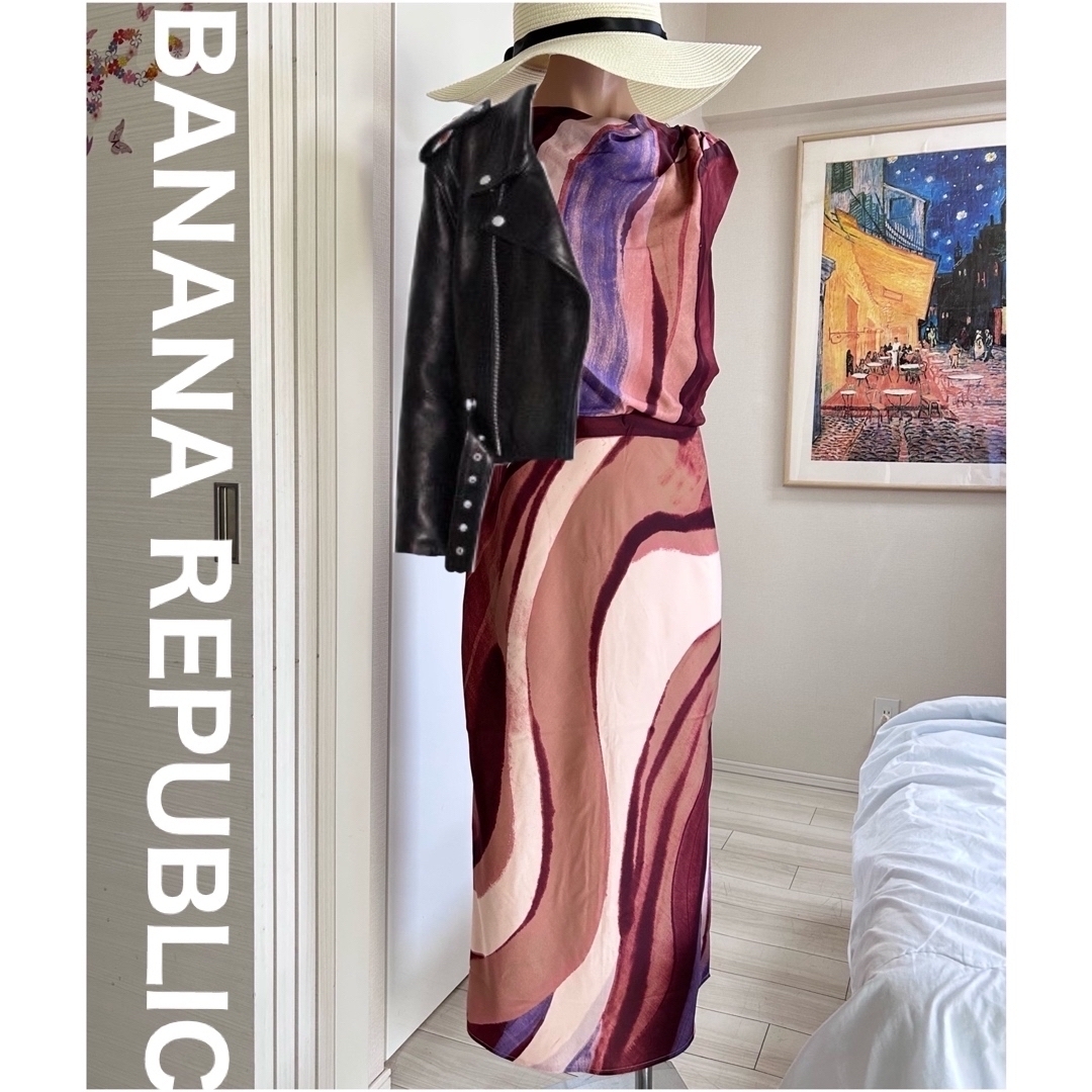 Banana Republic(バナナリパブリック)の花柄 タイトワンピース ロングワンピース ロングドレス ワンピース レディースのワンピース(ロングワンピース/マキシワンピース)の商品写真