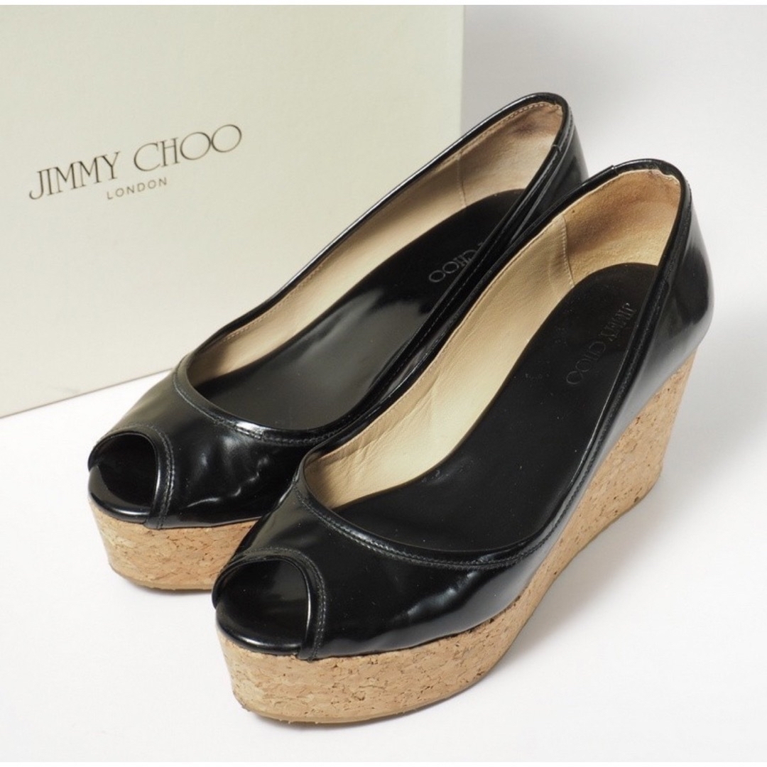 Jimmy Choo ジミーチュウ パテントレザー ヒール サンダル 37.5