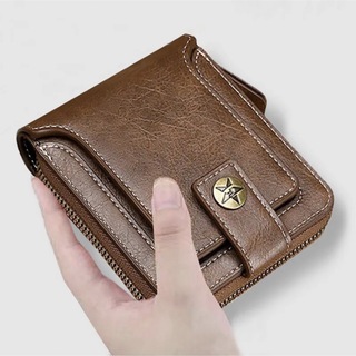 財布 ウォレット メンズ レディース レザー 大容量 ブラウン 二つ折り財布 (折り財布)