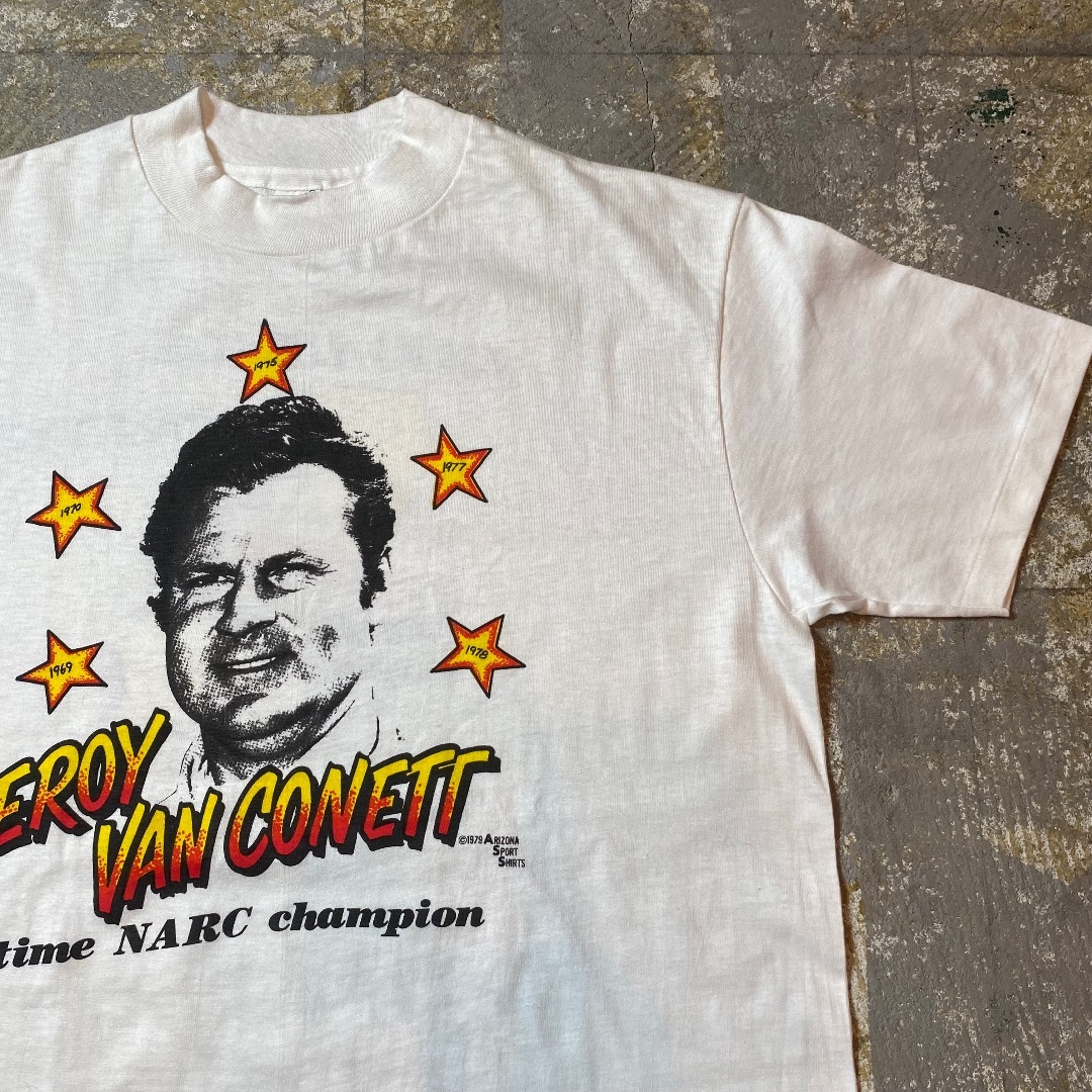 Hanes(ヘインズ)の70s hanes tシャツ USA製 leroy van conett レース メンズのトップス(Tシャツ/カットソー(半袖/袖なし))の商品写真