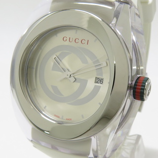 グッチ(Gucci)のGUCCI シンク メンズ 腕時計 クオーツ ラバー ホワイト SS GP(腕時計(アナログ))