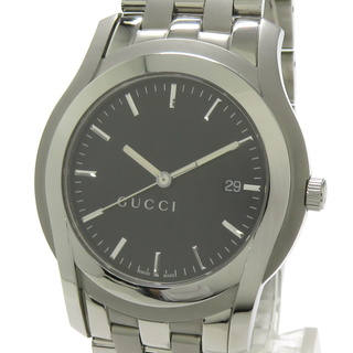 グッチ(Gucci)のGUCCI Gクラス メンズ 腕時計 クオーツ SS GP ブラック文字盤(腕時計(アナログ))