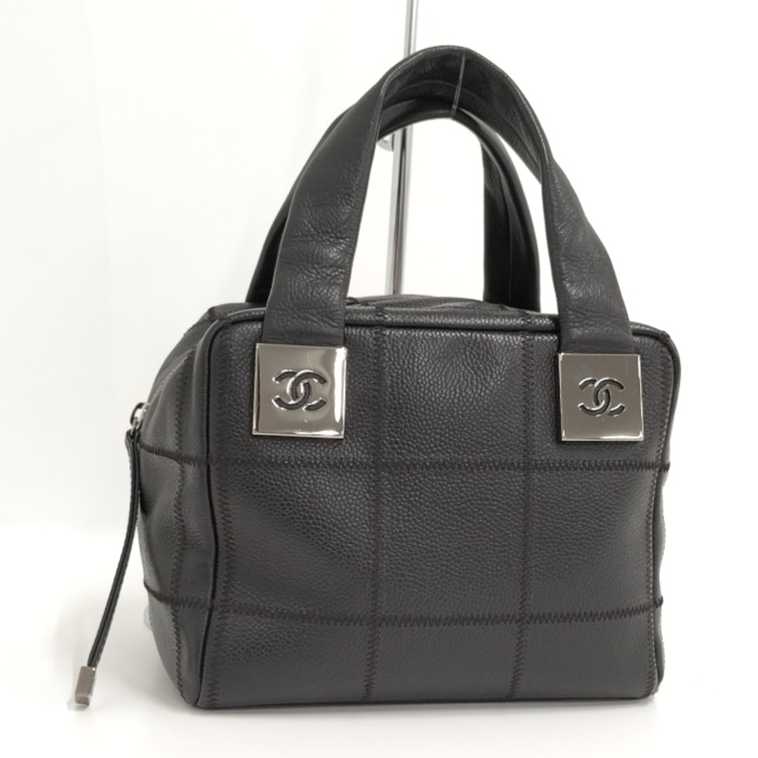 CHANEL ミニボストンバッグ チョコバー レザー ブラック - ボストンバッグ