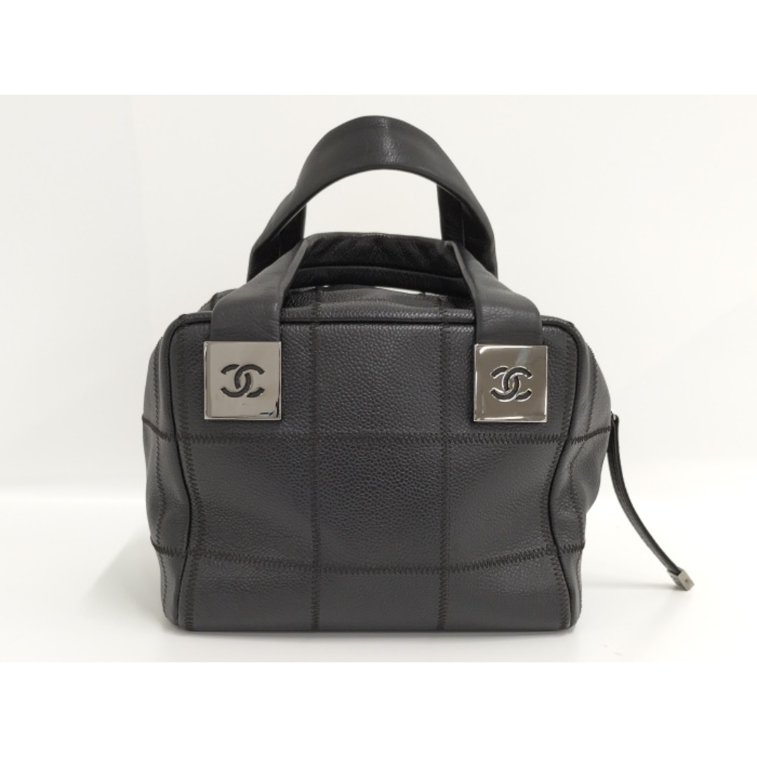 CHANEL ミニボストンバッグ チョコバー レザー ブラック | www
