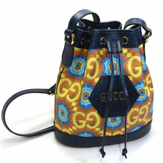 グッチ(Gucci)のGUCCI ミニ バケットバッグ 巾着型 ショルダーバッグ PVC レザー(ショルダーバッグ)