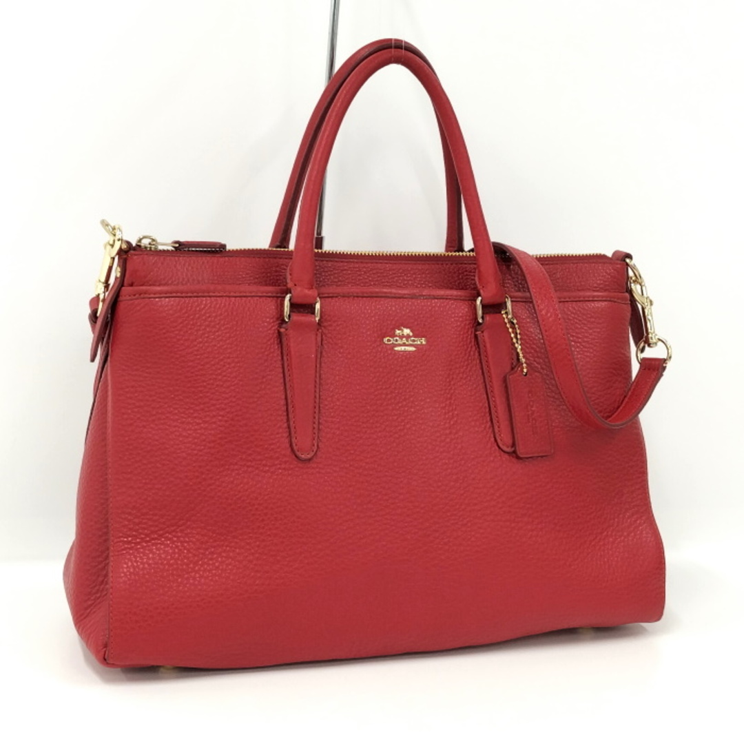 COACH 2WAY トートバッグ ショルダーバッグ レザー レッド