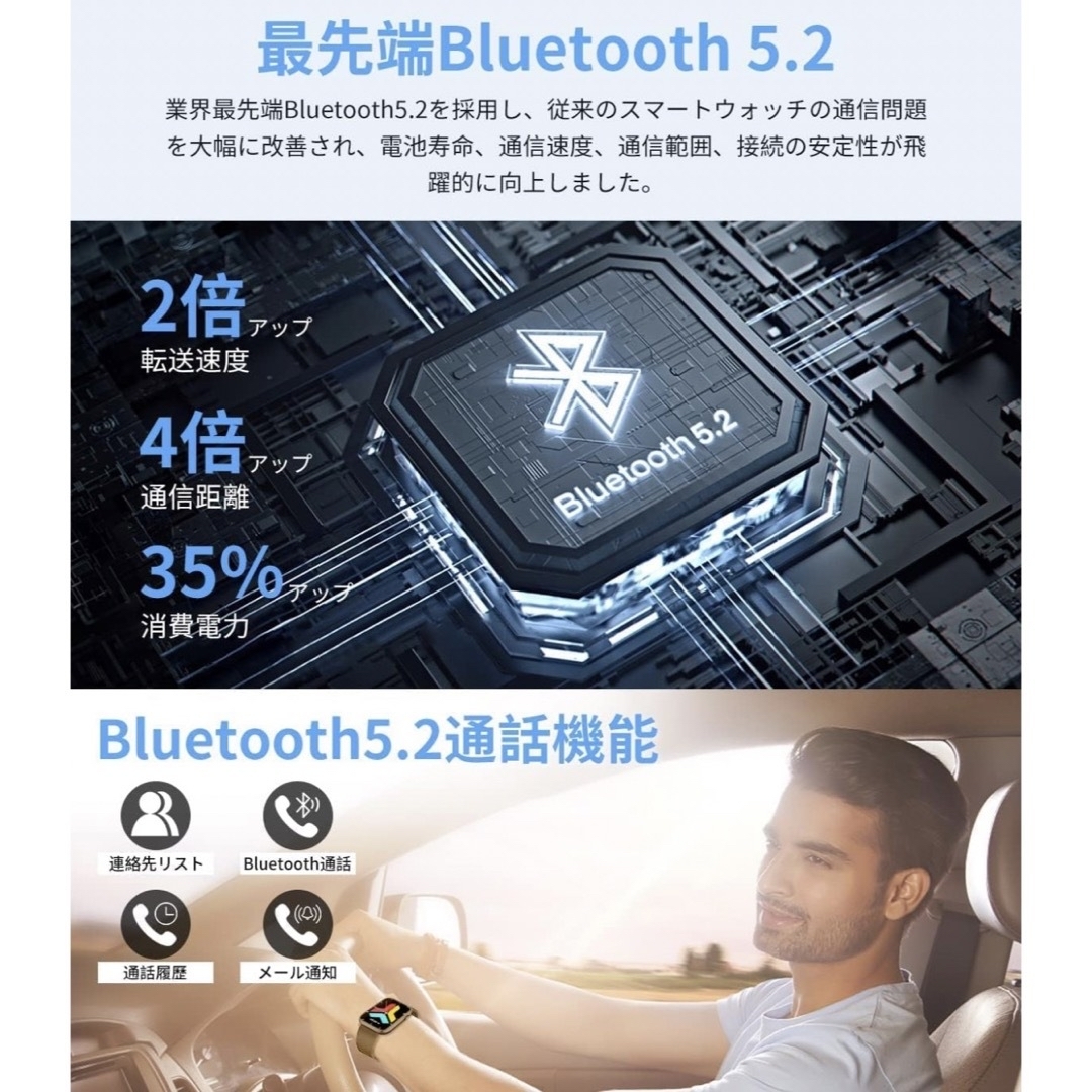 スマートウォッチ Bluetooth5.2通話機能付 1.85インチ大画面 メンズの時計(腕時計(デジタル))の商品写真