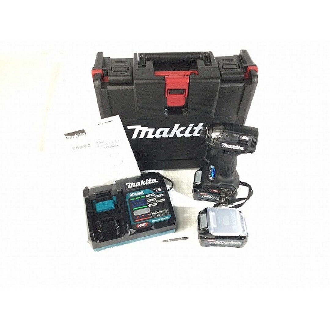 ☆未使用品☆makita マキタ 40Vmax 充電式インパクトドライバ TD002GRDXB 黒/ブラック バッテリー2個(2.5Ah) 充電器 ケース付き 75714