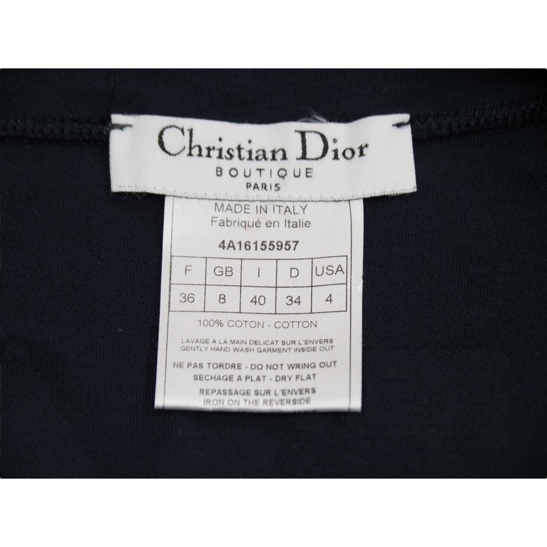 Christian Dior(クリスチャンディオール)のChristian Dior クリスチャンディオール 半袖Ｔシャツ Vネック 4A16155957 ネイビー グリーン コットン サイズ36 美品 中古 52245 レディースのトップス(Tシャツ(半袖/袖なし))の商品写真