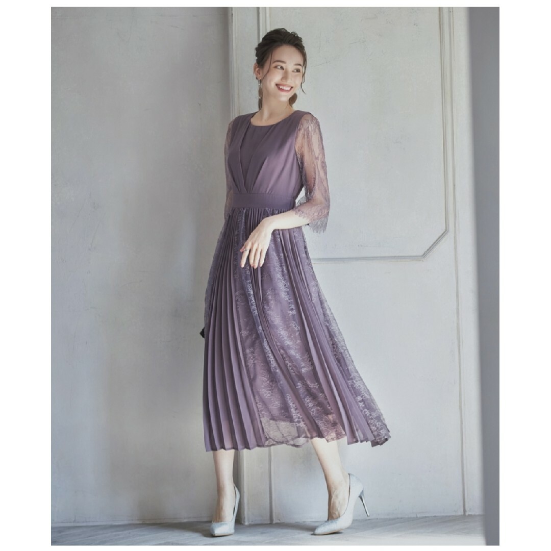 お値下げ / 美品】パーティドレスパープルXL - ロングドレス