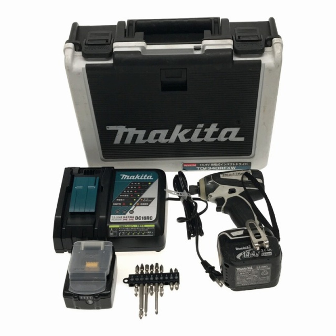 ☆品☆makita マキタ 14.4V 充電式インパクトドライバー TD134D バッテリー2個(3.0Ah) 充電器 ケース付 75145