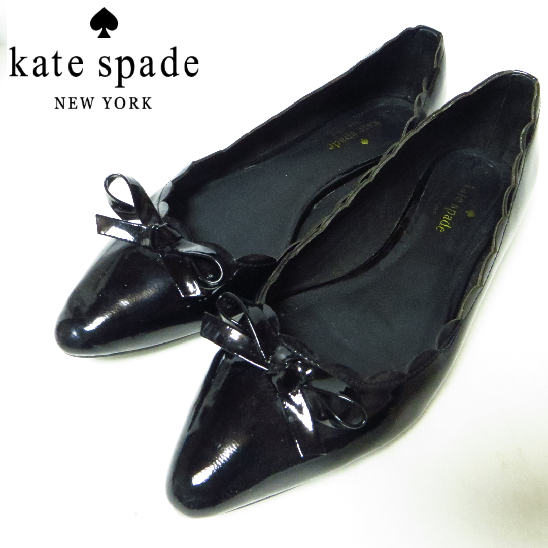 kate spade new york(ケイトスペードニューヨーク)の美品 ケイトスペードニューヨーク リボン ローヒールシューズ 約24.5㎝ レディースの靴/シューズ(ハイヒール/パンプス)の商品写真