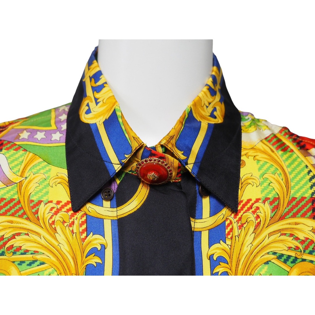 Gianni Versace ジャンニ・ヴェルサーチ 長袖シャツ バロッコ 総柄 マルチカラー シルク サイズ38 良品  52204 3