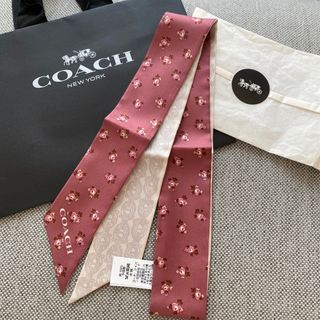 コーチ(COACH)の未使用 人気 コーチ COACH スカーフ リボン シルク 花柄 フローラル(バンダナ/スカーフ)