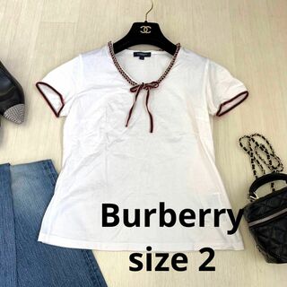 バーバリー(BURBERRY)のBurberry 編み込みリボン半袖カットソー　Tシャツ　size XS(Tシャツ(半袖/袖なし))
