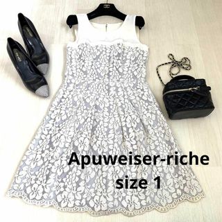 アプワイザーリッシェ(Apuweiser-riche)のApuweiser-riche レースノースリーブワンピース　size XS(ひざ丈ワンピース)