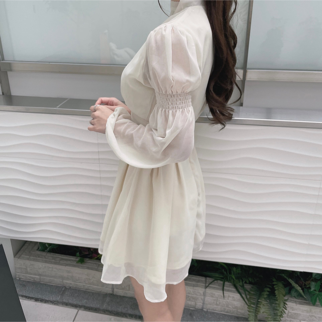 lumignon ふわパフスリシフォンフレアワンピ ルミニョン