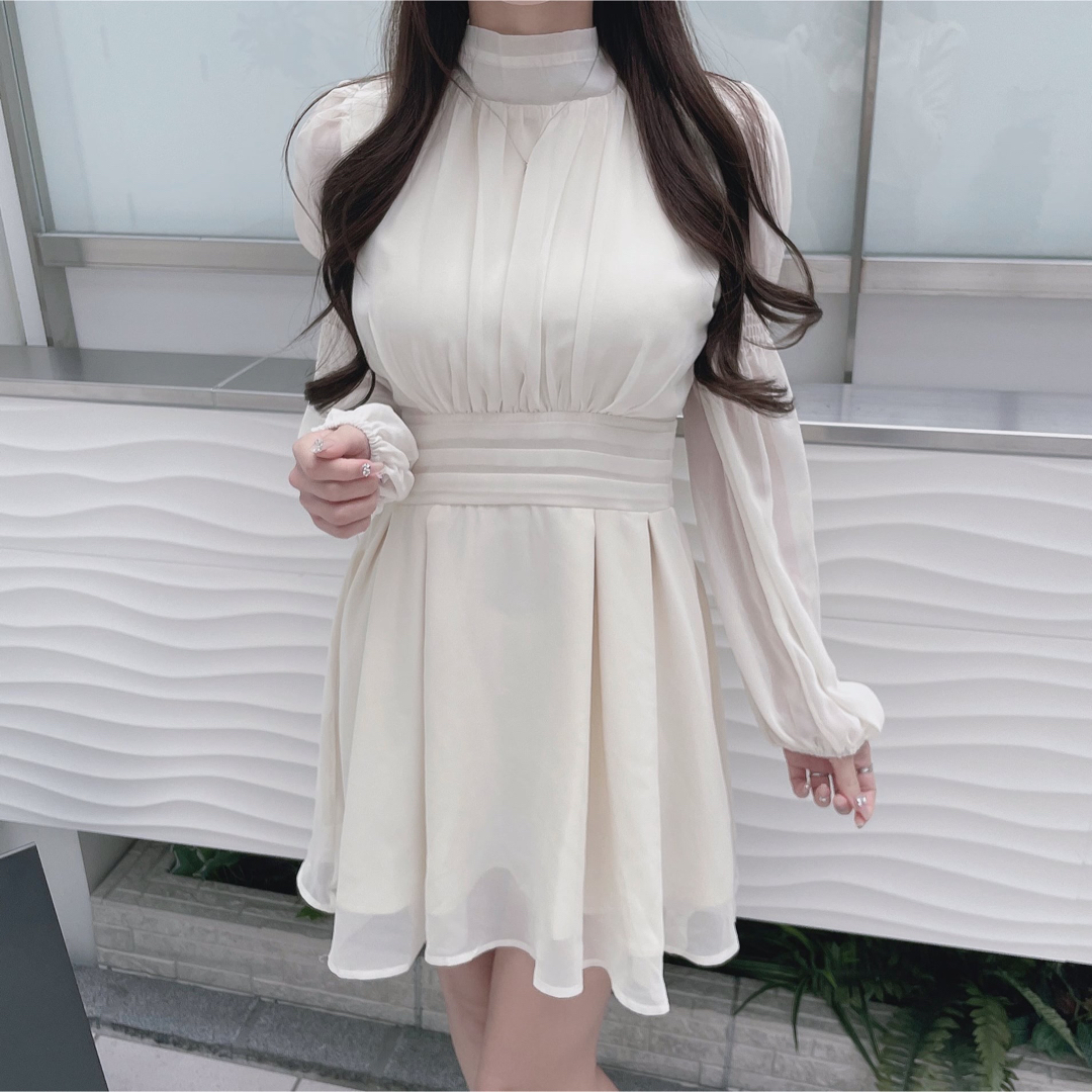 lumignon ふわパフスリシフォンフレアワンピ ルミニョン