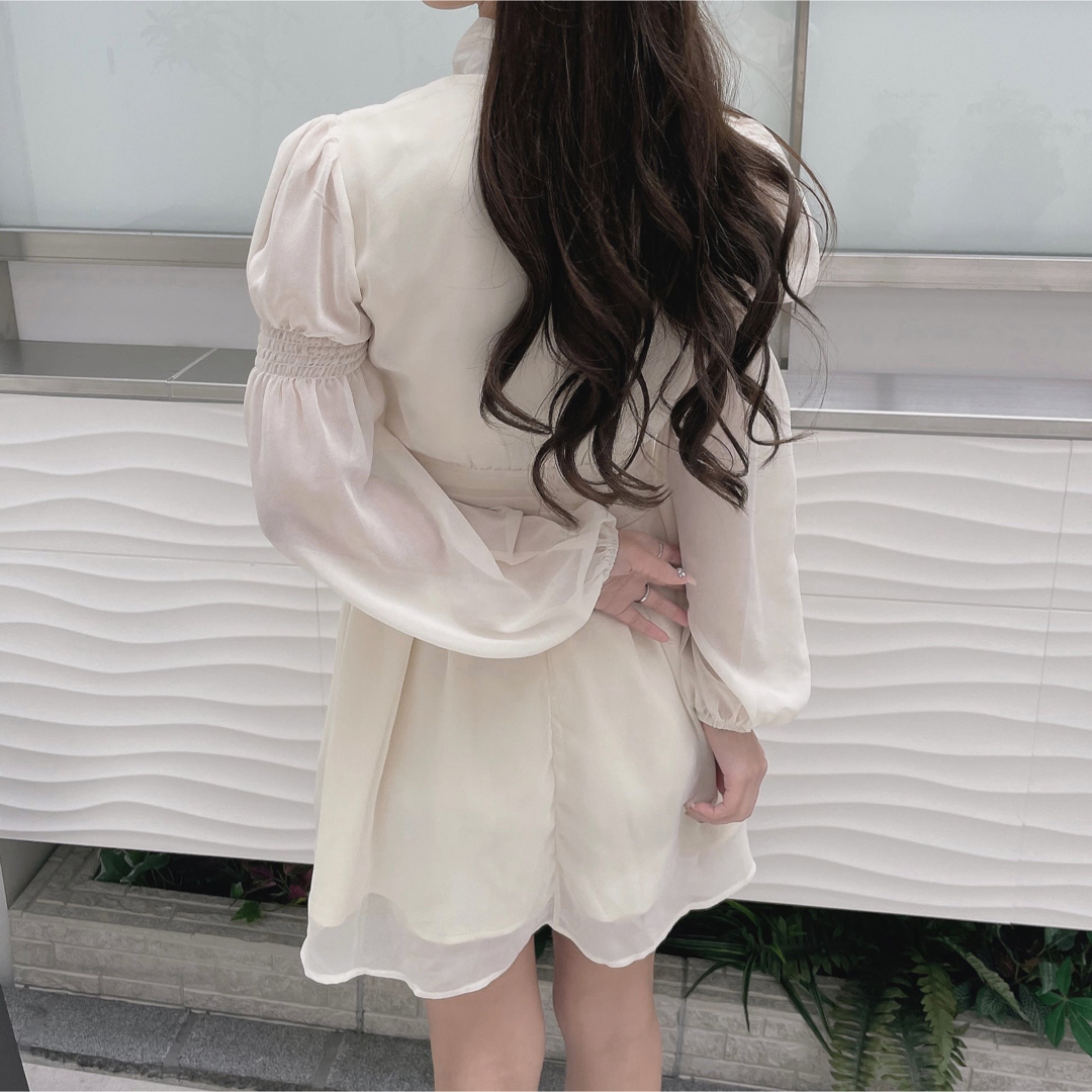 lumignon ふわパフスリシフォンフレアワンピ ルミニョン