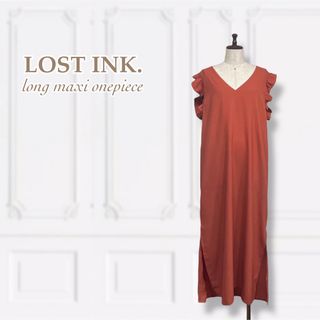 ロストインク(LOST INK)のm11⭐️【LOST INK.】ロングマキシワンピース フリル レッド 赤レンガ(ロングワンピース/マキシワンピース)