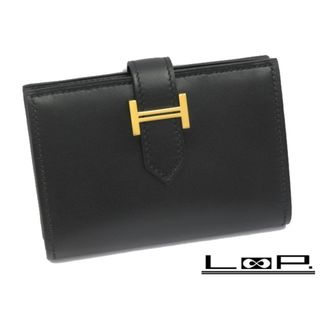 エルメス(Hermes)の▼値下げ▼　■未使用■　エルメス ベアン カード ケース ボックスカーフ ブラック U刻 【13188】(名刺入れ/定期入れ)