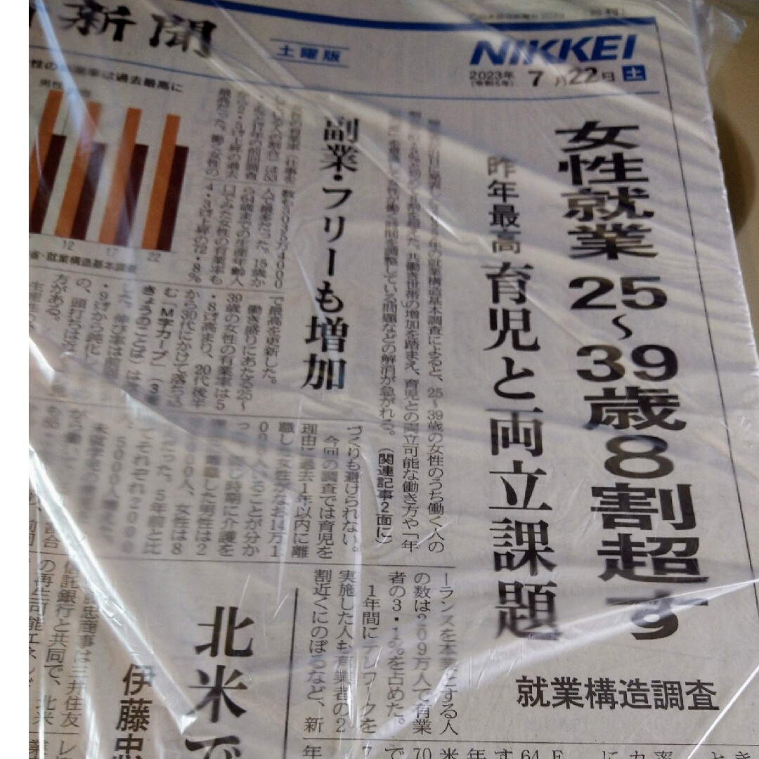 日経新聞　7月22日 エンタメ/ホビーのコレクション(印刷物)の商品写真