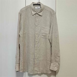 ユニクロ(UNIQLO)のUNIQLO  プレミアムリネンシャツ　ベージュ　M(シャツ)