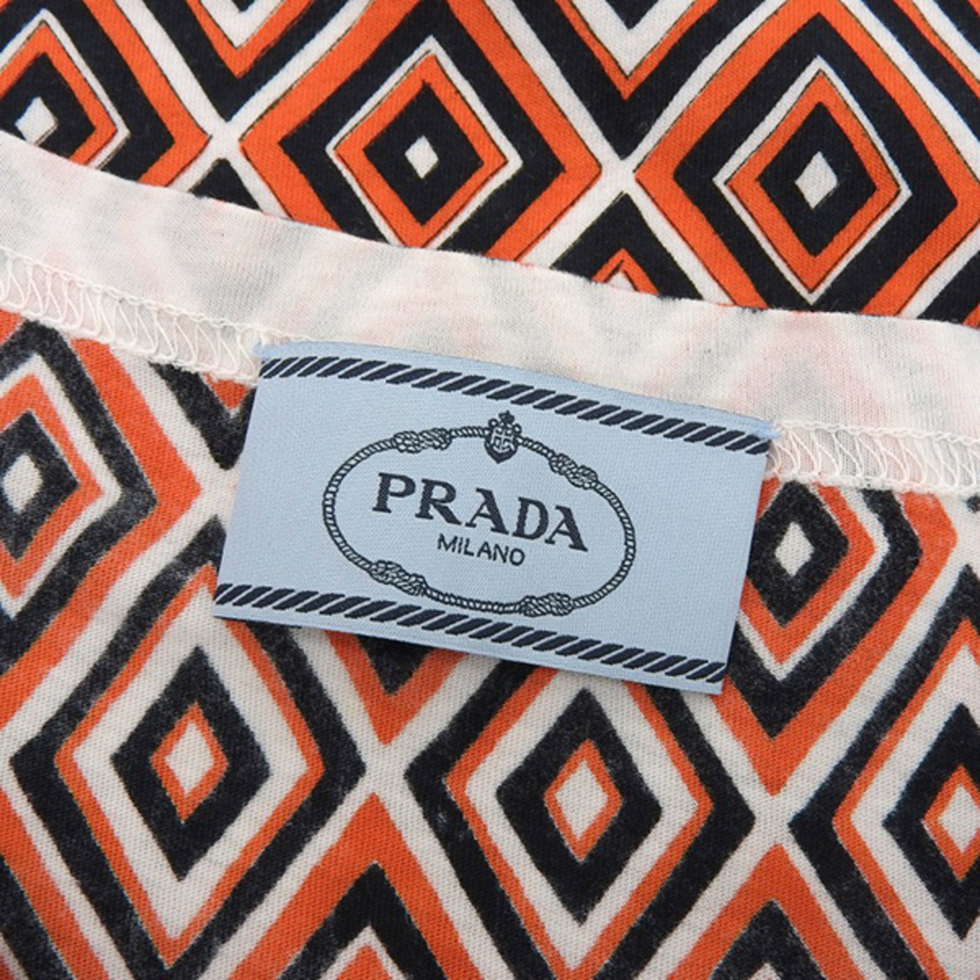 PRADA(プラダ)の美品 プラダ PRADA コットン 総柄 カットソー sizeXS Y01036 レディースのトップス(カットソー(長袖/七分))の商品写真