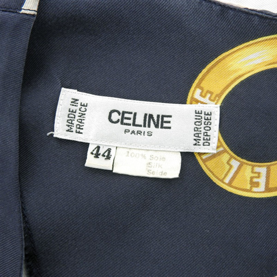 セリーヌ CELINE シルク100% 半袖 ブラウス レディース ネイビー