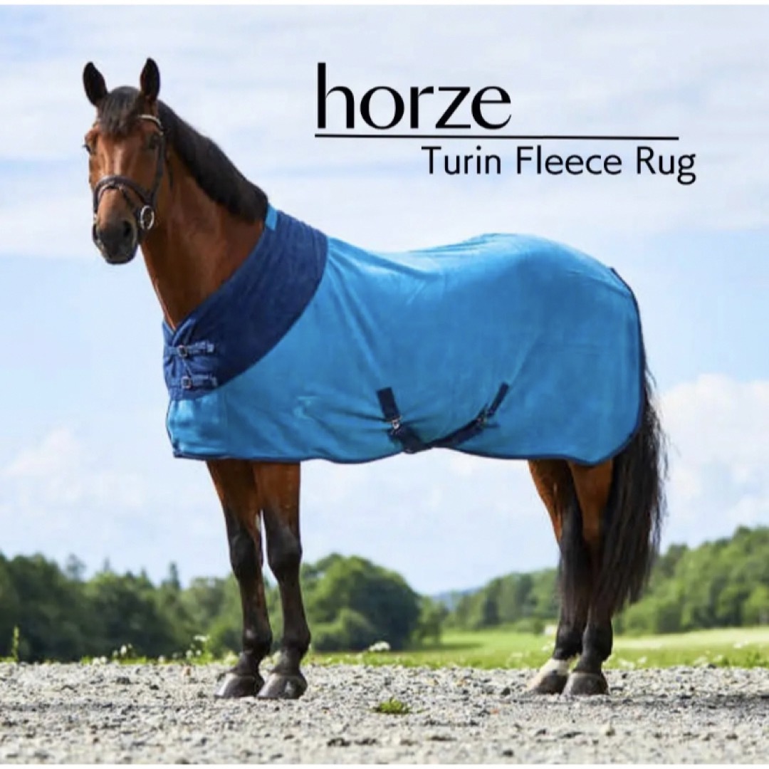 Horze ツートン フリースラグ 馬着 薄馬衣 馬 乗馬 乗馬用品 145 青 ...