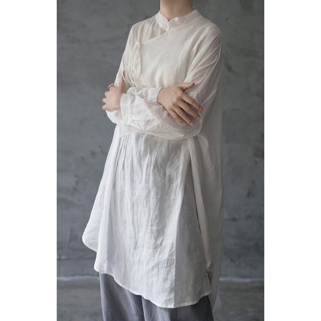 Hanfu Shirt Linen Hanfu Long Shirtdress