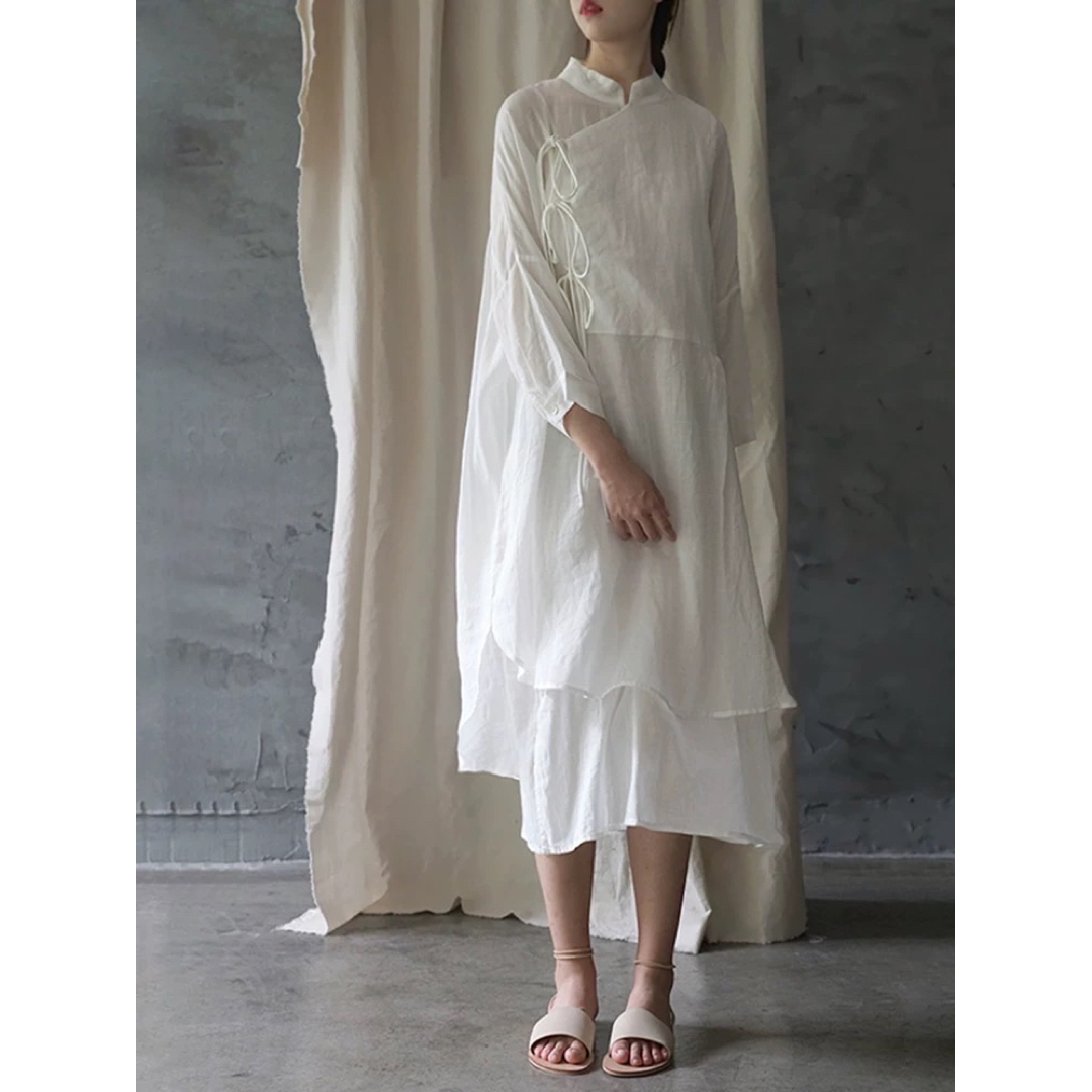 Hanfu Shirt Linen Hanfu Long Shirtdress