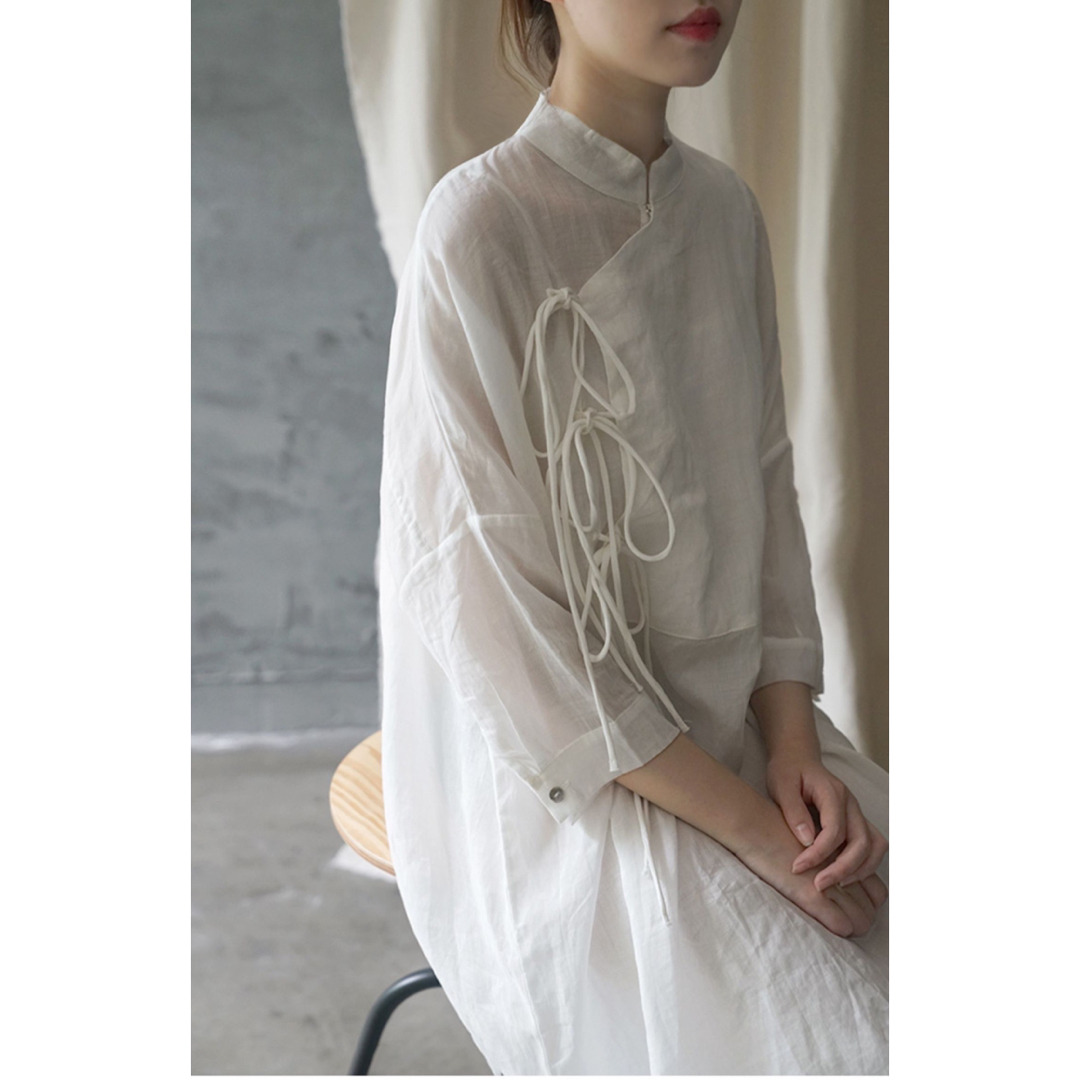 Hanfu Shirt Linen Hanfu Long Shirtdress