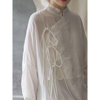 Hanfu Shirt Linen Hanfu Long Shirtdress(シャツ/ブラウス(長袖/七分))