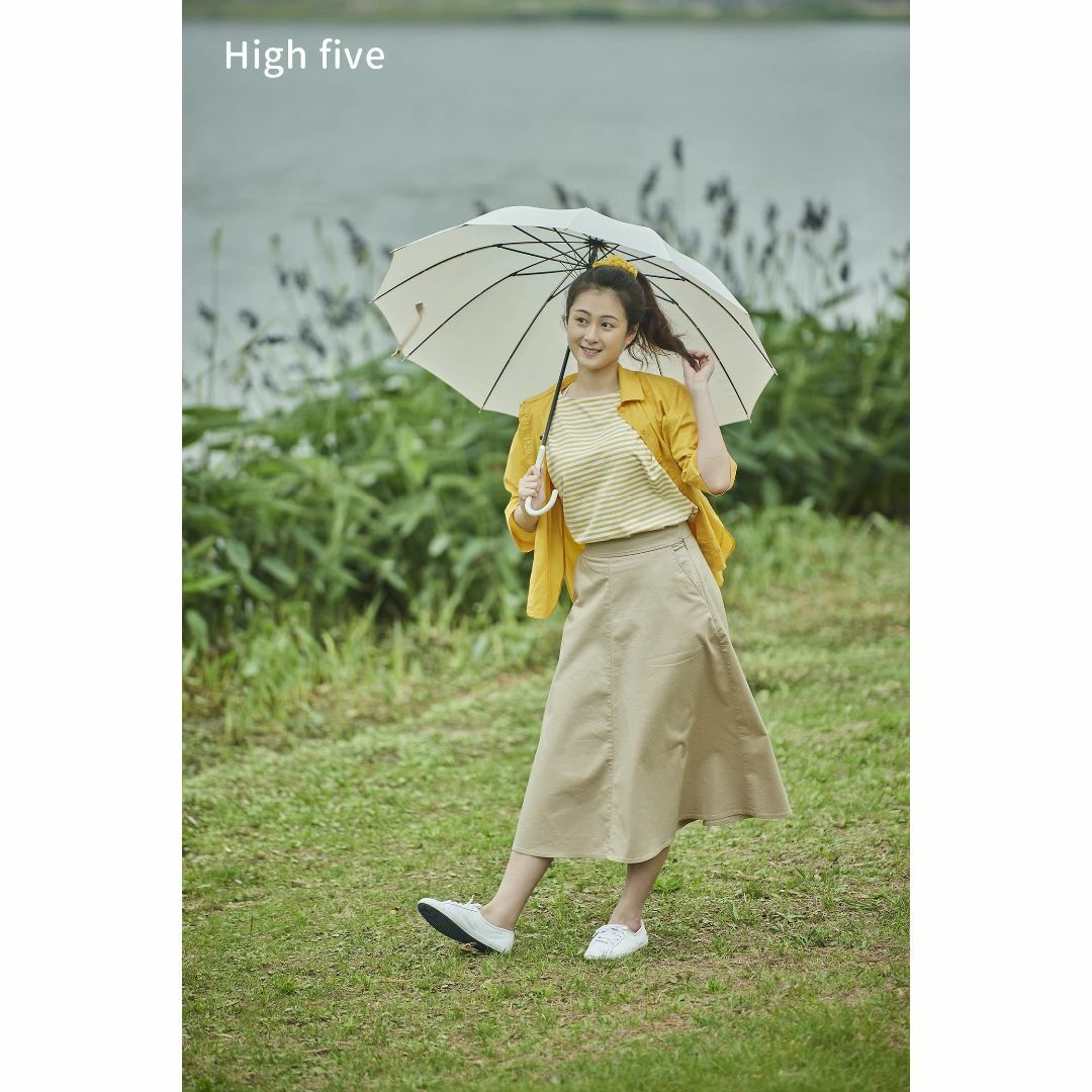 【色: ベージュ】High five 傘 レディース傘 婦人傘 長傘 大きい 親