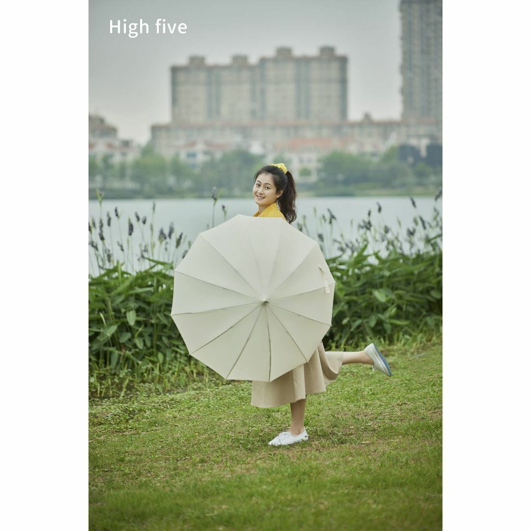 【色: ベージュ】High five 傘 レディース傘 婦人傘 長傘 大きい 親