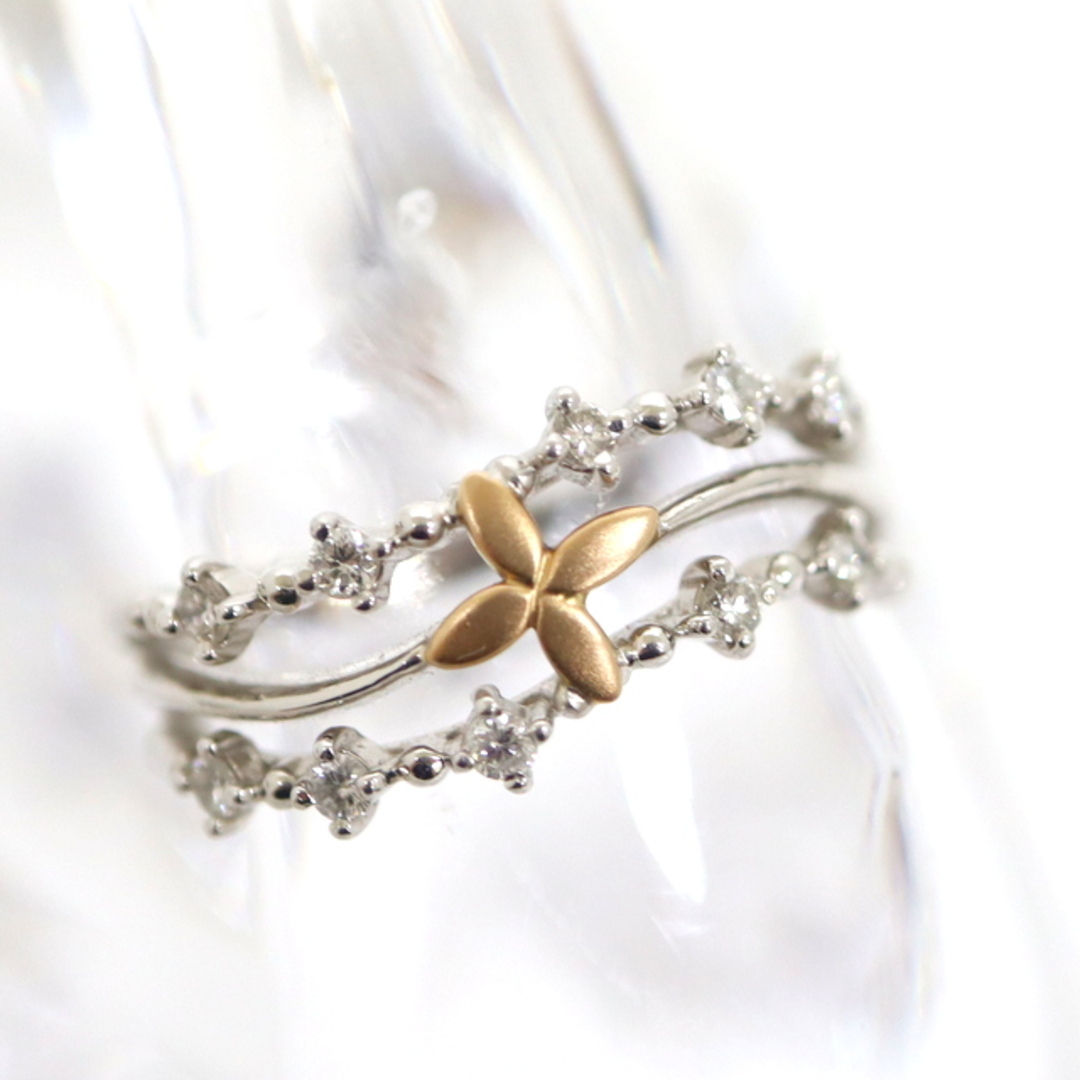 【Jewelry】K18YG×K18WG メレダイヤモンド デザインリング D.0.19ct 3.8g/hm08568ko