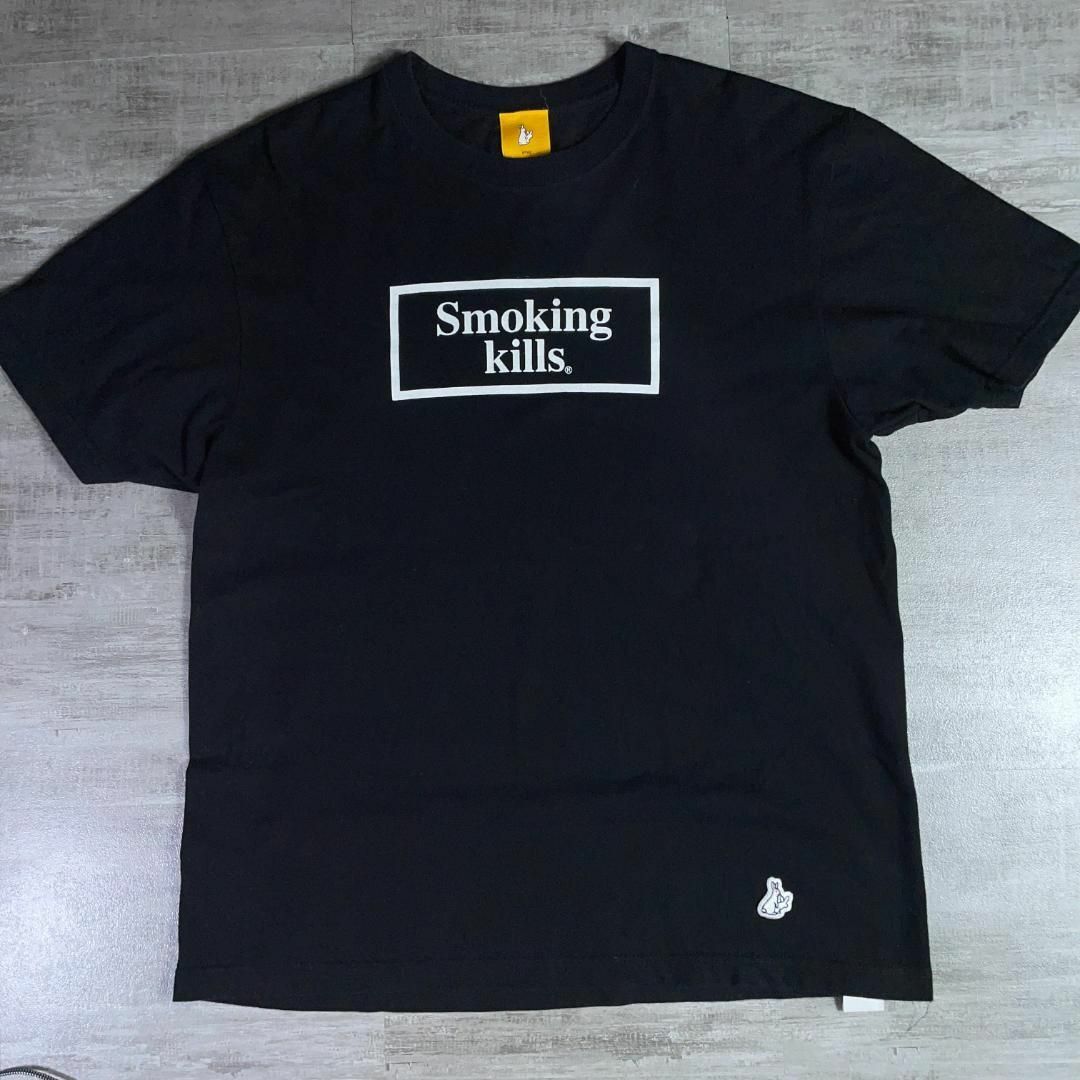 美品 FR2 「smoking kills」 Tシャツ タグ/刺繡ロゴ 黒 L