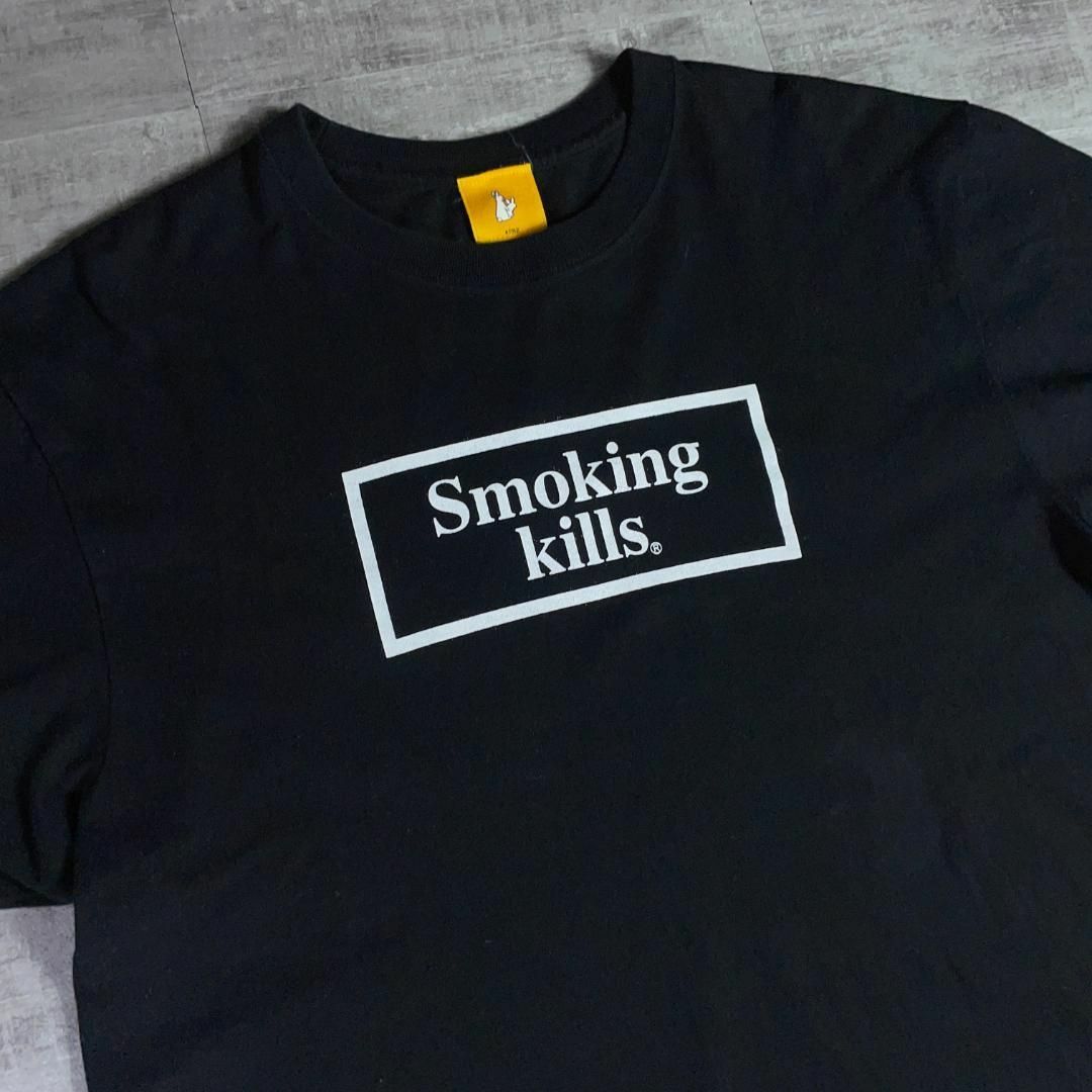 美品 FR2 「smoking kills」 Tシャツ タグ/刺繡ロゴ 黒 L