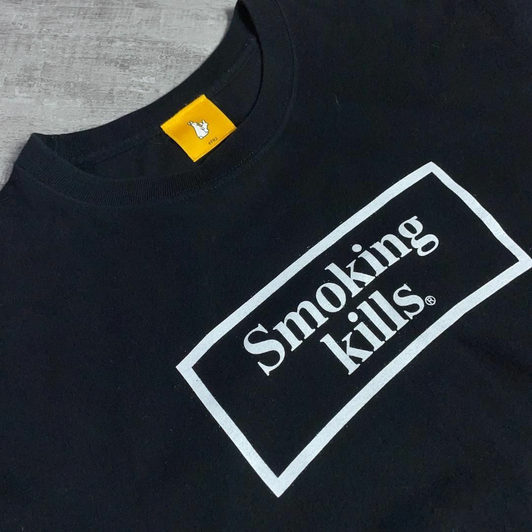 美品 FR2 「smoking kills」 Tシャツ タグ/刺繡ロゴ 黒 L