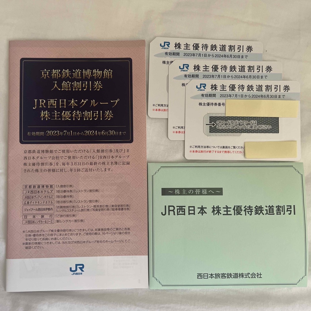 JR西日本　西日本旅客鉄道株式会社 鉄道割引券3枚