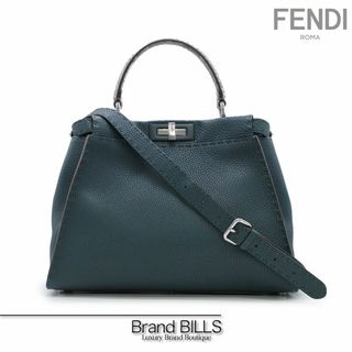 FENDI フェンディ ハンドバッグ ショルダーバッグ ニット グリーン ブラウン ゴールド金具 8BR445 良品  56453