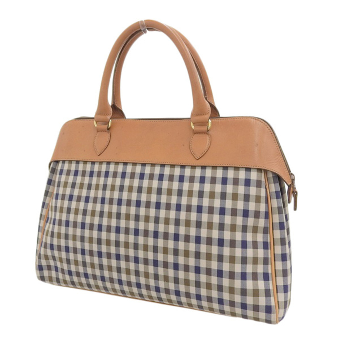 アクアスキュータム Aquascutum キャンバス×レザー ボストンバッグ チェック柄 Y01118